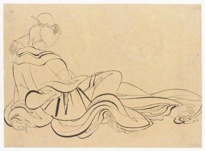 Siedząca kobieta drapiąca się po głowie, koniec XVIII-początek XIX wieku. autorstwa Katsushika Hokusai