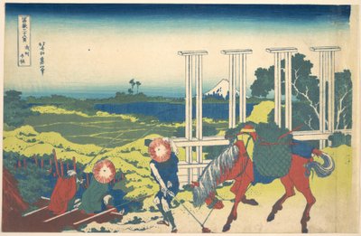 Senju w prowincji Musashi (Bushū Senju), z cyklu „Trzydzieści sześć widoków góry Fuji” (Fugaku sanjūrokkei) autorstwa Katsushika Hokusai