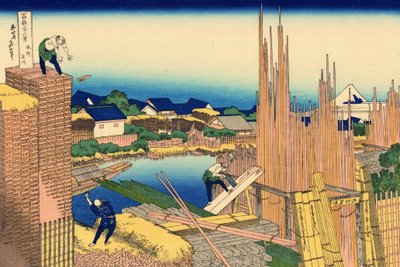 Serie de 36 vues du Mont Fuji : la scierie a Honjo, japonia - Estampe de Katsushika Hokusai (1760-1849) (ecole ukiyo-e) 1830-1833 państwowe Muzeum Sztuk Pięknych im. Puszkina, Moscou autorstwa Katsushika Hokusai