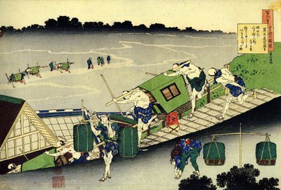 Seria stu wierszy stu poetów: ""Fujiwara no Michinobu Ason"" Małe kabiny sedan - grafika Katsushika Hokusai (1760-1849) (szkoła ukiyo-e) około 1830 r. Państwowy Ermitaż w Sankt Petersburgu autorstwa Katsushika Hokusai