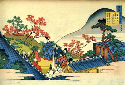 Serie de cent poems de cent poetes: ""Fujiwara no Tadahira"" Estampe de Katsushika Hokusai (1760-1849) (ecole ukiyo-e) vers 1830 State Hermitage Saint Petersbourg autorstwa Katsushika Hokusai
