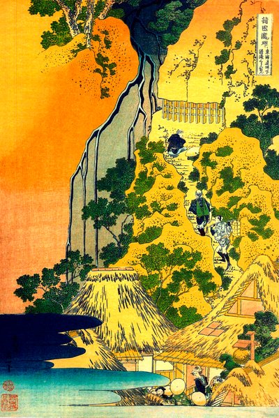 Serie sur les cascades de differentes provinces „”Cascades du temple Kiyotaki Kannon, Sakanoshita sur la route Tokaido „” Estampe de Katsushika Hokusai (1760-1849) (ecole ukiyo-e) vers 1830 Państwowe Muzeum Sztuk Pięknych im. Puszkina, Moscou autorstwa Katsushika Hokusai