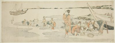 Zbieranie skorupiaków autorstwa Katsushika Hokusai