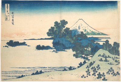 Shichirigahama w prowincji Sagami (Sōshū Shichirigahama), z cyklu „Trzydzieści sześć widoków góry Fuji” (Fugaku sanjūrokkei) autorstwa Katsushika Hokusai