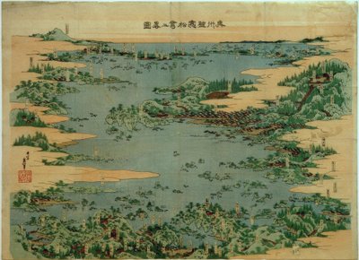Shiogama i Matsushima w prowincji Mutsu autorstwa Katsushika Hokusai
