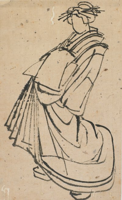 Szkic kurtyzany, koniec XVIII – początek XIX wieku. autorstwa Katsushika Hokusai
