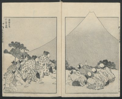 Przesunięcie w lewo, otwarcie Fuji w prawo ze stu widoków góry Fuji, 1834. autorstwa Katsushika Hokusai