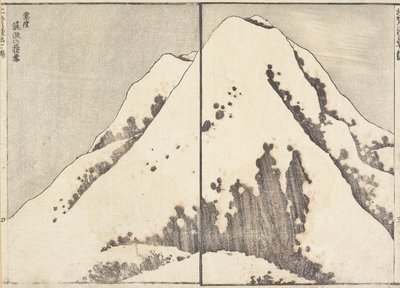 Śnieg na szczycie góry Tsukuba w prowincji Hitachi, 1817 r. autorstwa Katsushika Hokusai