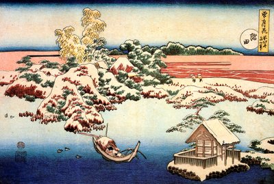 Snowscape nad rzeką Sumida, c1832. autorstwa Katsushika Hokusai