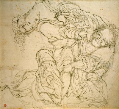 Soko walczy z żoną autorstwa Katsushika Hokusai