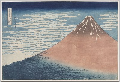 Południowy wiatr, czyste niebo, z serii Trzydzieści sześć widoków na górę Fuji autorstwa Katsushika Hokusai