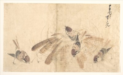 Wróble autorstwa Katsushika Hokusai