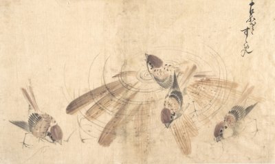 Wróble, ca. 1825. autorstwa Katsushika Hokusai