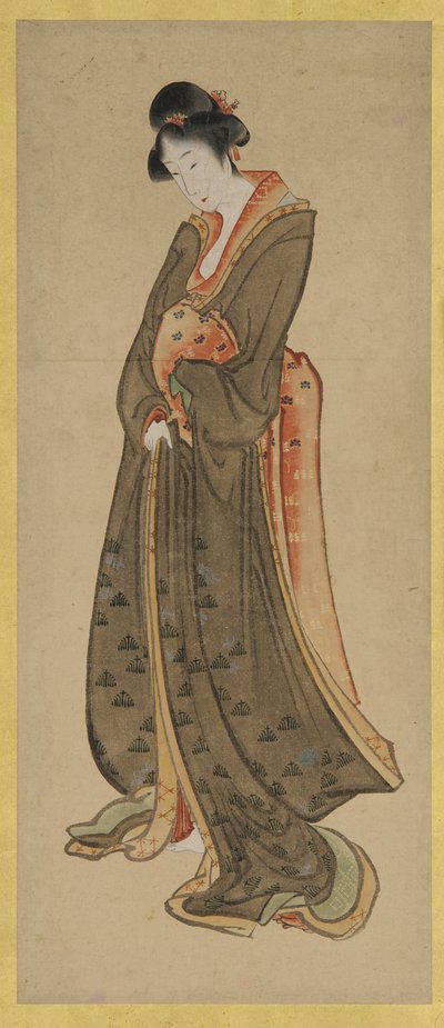 Stojąca postać wysokiej dziewczyny, koniec XVIII-początek XIX wieku. autorstwa Katsushika Hokusai