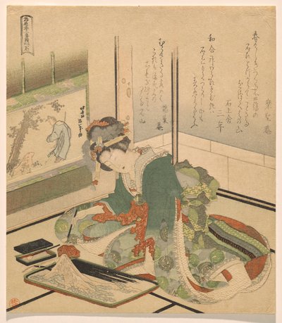 Kamień, z cyklu Troje dzieci autorstwa Katsushika Hokusai