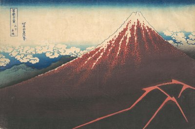 Burza pod górą Fuji Sanka no haku u, z cyklu Trzydzieści sześć widoków góry..., ca. 1830-32. autorstwa Katsushika Hokusai