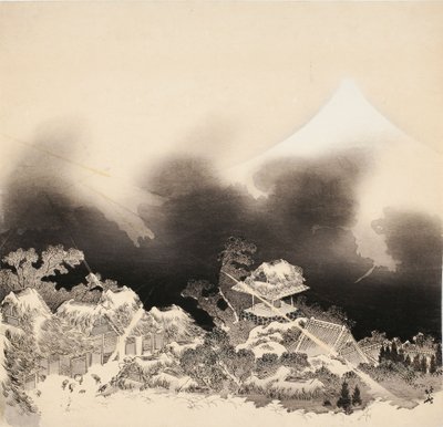 Burza w górach autorstwa Katsushika Hokusai