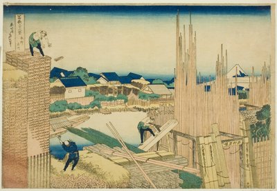 Tachikawa w Honjo (Honjo Tachikawa), z serii s ``Tierty Mr. x Views Of Mount Fuji (Fugaku Usajurokukei)