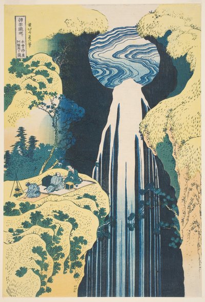 Wodospad Amida w prowincji Kiso (drewnodruk) autorstwa Katsushika Hokusai