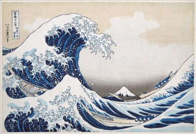 Wielka fala z Kanagawy z serii „36 widoków na górę Fuji”; 1831 (ręcznie barwiony drzeworyt) autorstwa Katsushika Hokusai