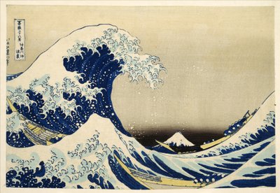 Wielka fala z Kanagawy z serii 36 Widoki na górę Fuji; 1831 (odbitka drzeworytu ręcznie kolorowanego) autorstwa Katsushika Hokusai