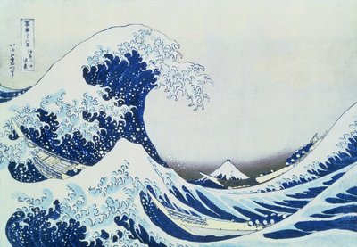 Wielka fala u Kanagawy z cyklu „36 widoków na górę Fuji” („Fugaku sanjuokkei”) pub. Nishimura Eijudo, 1831 (kolorowy drzeworyt) autorstwa Katsushika Hokusai