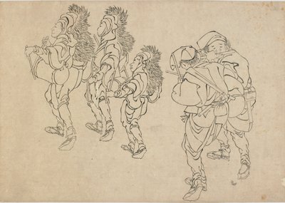 Taniec lwa, koniec XVIII i początek XIX wieku. autorstwa Katsushika Hokusai