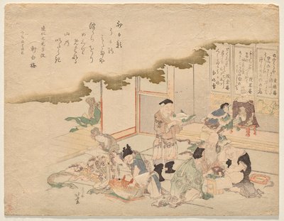 Siedmiu Bogów Szczęścia (shichifuku-jin) świętuje Nowy Rok autorstwa Katsushika Hokusai