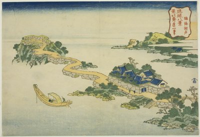 Szum jeziora w Rinkai (Rinkai kosei), z serii „Osiem widoków wysp Riukyu (Ryukyu hakkei)” autorstwa Katsushika Hokusai