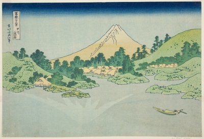 Tess rfa back f te water at Misaka członek Old sake P Lovinse (stara sake Misaka powierzchnia wody), z serii tee s `` Tirty Mr. x Views Of Mount Fuji Rokukatsura)” autorstwa Katsushika Hokusai