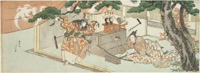 Miecznik Munechika i bóg Inari autorstwa Katsushika Hokusai
