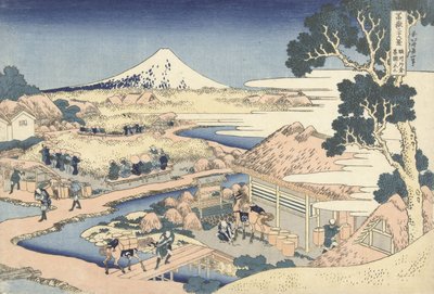Plantacja herbaty Katakura w prowincji Suruga, ok. 1830 (odbitka drzeworytowa) autorstwa Katsushika Hokusai