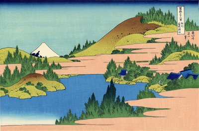 Jezioro Hakone w prowincji Segami, ok. 1830 (odbitka drzeworytowa) autorstwa Katsushika Hokusai