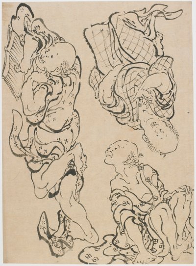 Trzy figury, koniec XVIII-początek XIX wieku. autorstwa Katsushika Hokusai