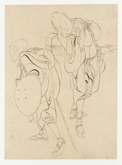Podróżnicy, koniec XVIII-początek XIX wieku. autorstwa Katsushika Hokusai
