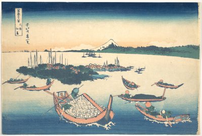 Tsukudajima w prowincji Musashi (Buyō Tsukudajima), z cyklu „Trzydzieści sześć widoków góry Fuji” (Fugaku sanjūrokkei) autorstwa Katsushika Hokusai