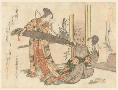 Dwie kobiety z kotoem autorstwa Katsushika Hokusai