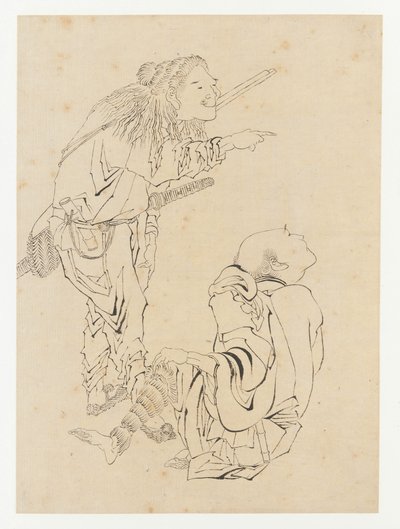 Dwóch myśliwych, okres Edo, XIX wiek. autorstwa Katsushika Hokusai