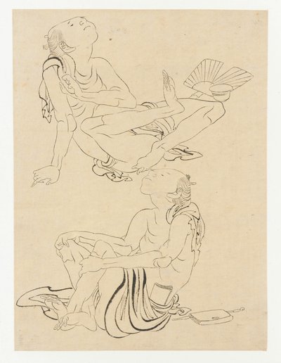 Dwóch mężczyzn odpoczywających latem, okres Edo, XIX wiek. autorstwa Katsushika Hokusai