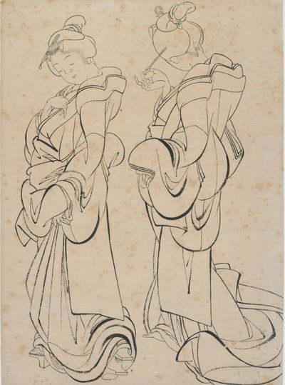 Dwie kobiety, koniec XVIII-początek XIX wieku. autorstwa Katsushika Hokusai