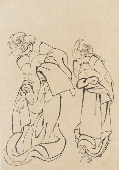 Dwie kobiety, koniec XVIII-początek XIX wieku. autorstwa Katsushika Hokusai