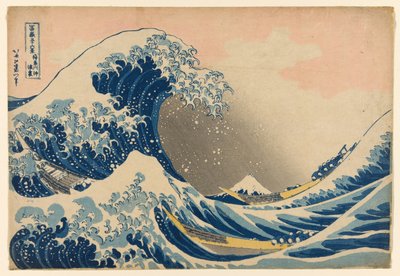Under the Wave off Kanagawa (Kanagawa oki nami ura), znana również jako Wielka Fala, z serii „Trzydzieści sześć widoków na górę Fuji (Fugaku sanjurokkei)” autorstwa Katsushika Hokusai