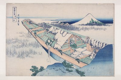Ushibori w prowincji Hitachi (Ushibori) (czarny drzeworyt) autorstwa Katsushika Hokusai