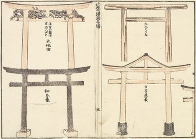 Różne typy łuku Torii, 1816 autorstwa Katsushika Hokusai
