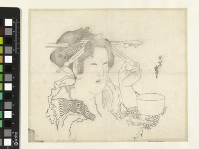Kobieta z filiżanką autorstwa Katsushika Hokusai