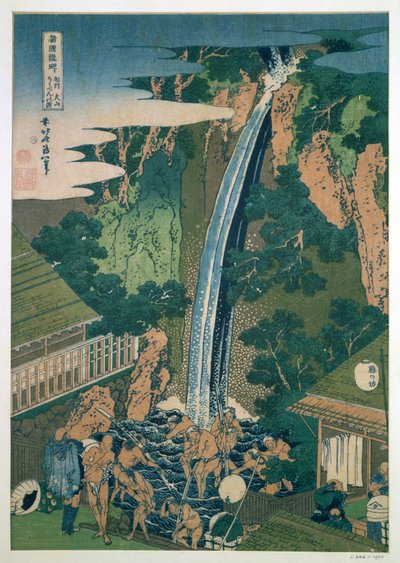 Wodospad Roben, Oyama, Japonia, 1827 autorstwa Katsushika Hokusai