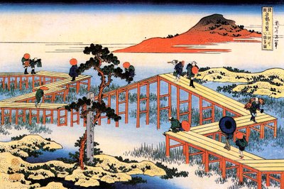 Yatsuhashi w prowincji Mikawa, ok. 1835. autorstwa Katsushika Hokusai