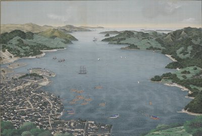 Port Nagasaki, ok. 1800-50 (malowanie na jedwabiu) autorstwa Kawahara Keiga