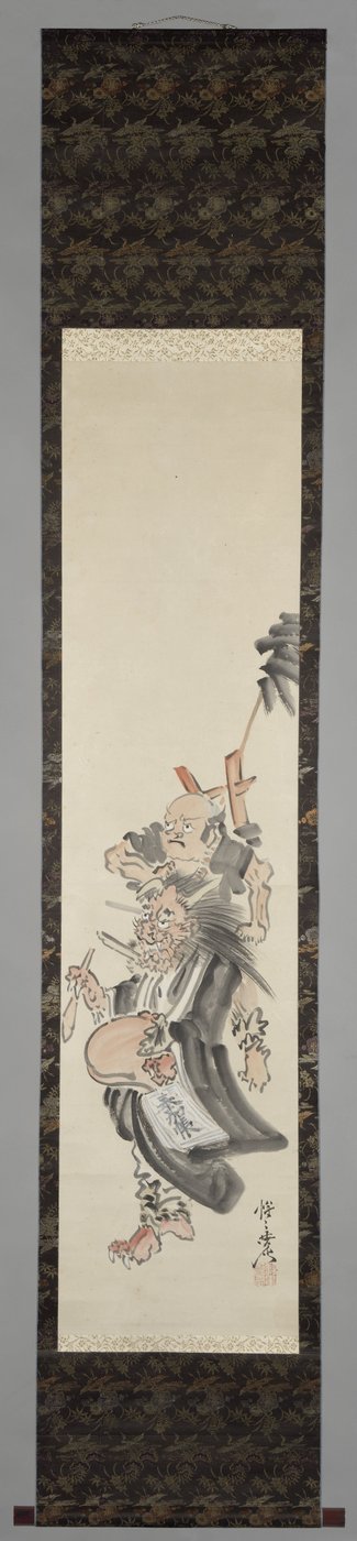 Demon to żebrak mnich Błagający diabelski mnich (oni no nembutsu) autorstwa Kawanabe Kyosai