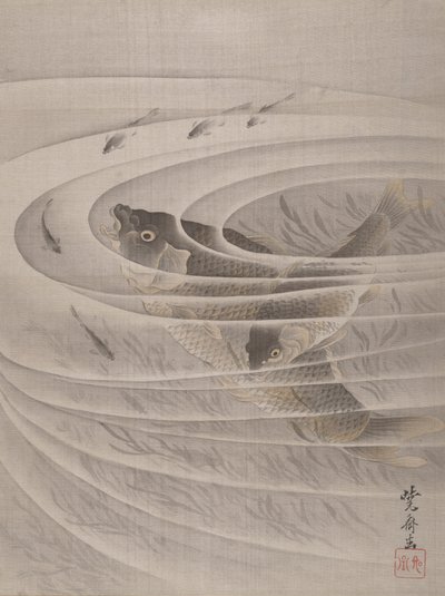 Ryba w Whirlpool, ca. 1887. autorstwa Kawanabe Kyosai